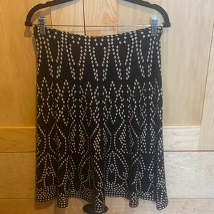 New Directions Black and Cream Patterned A-Line Skirt
